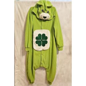 Adult Good Luck CareBear One Piece Costume PJs Small Green Clover St Patrick Day
